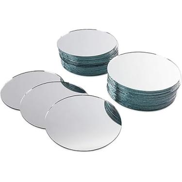 Imagem de Ranyitdf Espelhos redondos grossos para centros de mesa para mesas, espelhos redondos bandejas placas para centros de mesa, aniversário de casamento, Natal, dia dos namorados, decorações de festa de