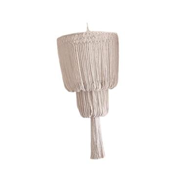 Imagem de Ｂｅｓｇａ Abajur de tecido artesanal para luminária pendente, estilo boho moderno, em macramê, ideal para decoração de quarto infantil, Style a