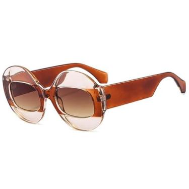 Imagem de Óculos de Sol UV400 - Redondos com Lentes Degradê Transparentes e Contrastantes, Estilo Punk, para Homens e Mulheres, para Esportes ao Ar Livre, Corrida e Ciclismo, 04