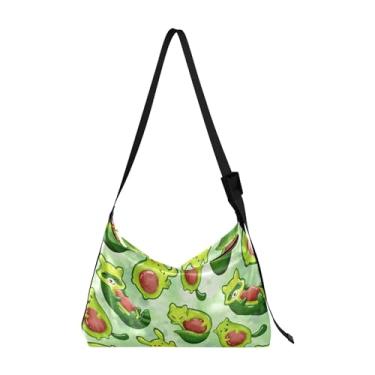 Imagem de Bolsa de ombro de couro verde com desenho de sapos fofos, bolsa masculina com estampa de animal, bolsa Hobo de ombro feminina, Kawaii Abacate Animals Cute