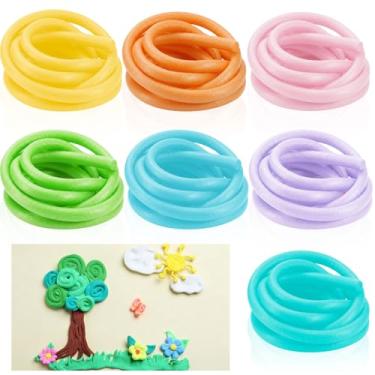 Imagem de Frienda 7 peças de macarrão de espuma para artesanato 21,3 m 5/8 polegadas tubo de piscina multicolorido espuma versátil cilindro de corda para modelagem, artes e artesanato DIY (Macaron)