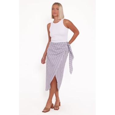 Imagem de Petal & Pup Saia feminina Jacey-wrap-midi-Saia-Midnight-Stripe, Listra meia-noite, GG