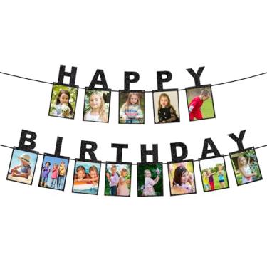 Imagem de Banner Fotográfico Feliz Aniversário, Banner Fotográfico Preto com Glitter Pré-Montado para Decoração Festas de Aniversário Infantis e de Adultos