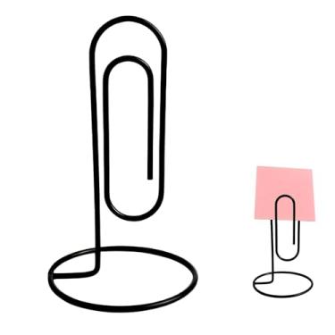 Imagem de YAFIYGI Suporte de papel preto para mesa de escritório e organizador de clipes de mesa para notas, fotos, papéis de digitação, clipes de imagem, monitor gigante e organização de papel