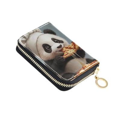 Imagem de Carteiras femininas de designer de couro com bloqueio de RFID, carteira masculina fofa de animal panda fofa preta e branca com bolso para moedas