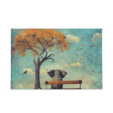 Imagem de Quebra-cabeça de elefante em um banco de parque, 1000 peças, jogos de quebra-cabeça composto de papel e madeira para adultos com bolsa de armazenamento