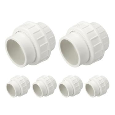 Imagem de DTGN 1 peça de encaixe de tubulação de união de PVC de 5 cm, SCH40 (soquete x soquete) Adaptador de acoplamento de união deslizante de PVC para conexão de tubo, extensão de mangueira, branco