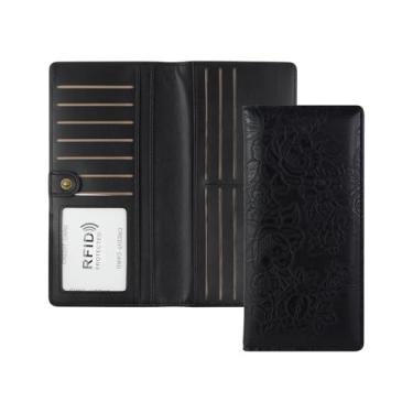 Imagem de AdiStylinno Carteiras femininas, ultrafina, com bloqueio de RFID, carteira feminina de couro PU fina com porta-cartões com bolso com zíper para moedas, Preto, 19 x 9.5 x 2 cm / 7.4 x 3.7 x 0.78 in