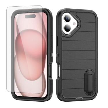 Imagem de Asuwish Capa de celular para iPhone 16 Plus de 6,7 polegadas com protetor de tela de vidro temperado e suporte à prova de choque macio Slicone Hard Holder Accessories i Phone16 16+ i16 + 16Plus