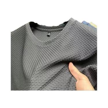 Imagem de Camiseta Masculina De Seda Gelada De Bambu Manga Curta Verão Cor Pura 