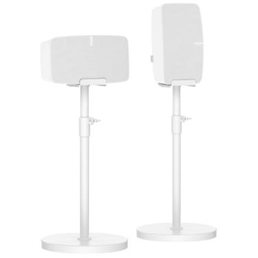 Imagem de Par de suporte de alto-falante ajustável em altura para Sonos Five & Play 5 Suporte vertical e horizontal - Suporte de piso resistente para Sonos Play 5 Gen 2 e Sonos Five com gerenciamento de cabos