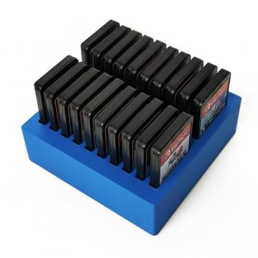 Imagem de Suporte de exibição aberto para jogos Nintendo Switch – Suporte de mesa para 20 cartuchos, organizador minimalista sem tampa para mostrar a coleção, serve para Switch OLED/Lite/Original - Azul