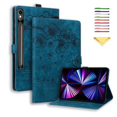 Imagem de UUcovers Capa para Samsung Galaxy Tab S10 FE+/S10 FE Plus 13,1 polegadas 2025 (SM-X620/SM-X626B) com suporte para lápis/bolsos, capa de carteira magnética de couro PU em relevo flor de cerejeira em