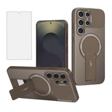 Imagem de Asuwish Capa de celular para Samsung Galaxy S25 Ultra 5G Capa magnética de fibra de carbono com protetor de tela de vidro temperado e suporte acessórios para celular S25Ultra 25S S 25 25Ultra 6.9 2025