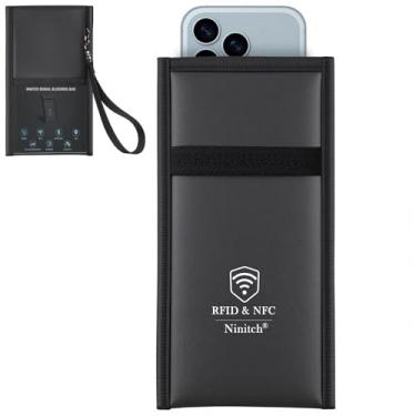 Imagem de Bolsas Faraday para telefones [5G/Bluetooth/WiFi/GPS] bloqueador de sinal, à prova de fogo, à prova d'água, antiarranhões | Alça de pulso destacável, bolsa antirastreamento com bloqueio de RFID (preto