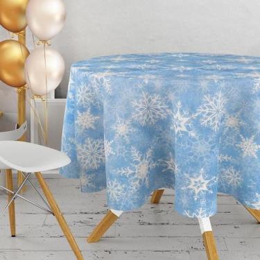 Imagem de 1 Toalha Mesa Festa Tnt Estampado Floco Neve Frosen Redonda - IDEALIZA