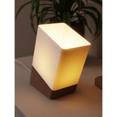 Imagem de Luminária de Mesa Decorativa Minimalista, Design Geométrico Retangular, Abajur para Cabeceira e Escrivaninha, Lâmpada Inclusa