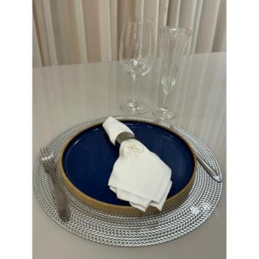 Imagem de Jogo Americano Mesa Posta Impermeável Redondo ou Retangular para Jantar e Eventos – Kit 4 ou 6 Lugares Decorativo Luxo (34. Prata Brilhante,6 unidades)