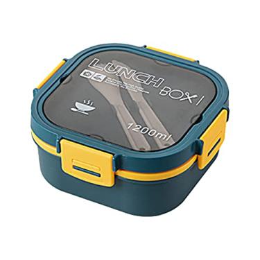 Imagem de Container de Almoço com 4 Camadas e Compartimento para Salada Molho Colher Excelentes Containers Armazenamento Preparo Comida Lanches Escola Viagem Acampamento Escritório