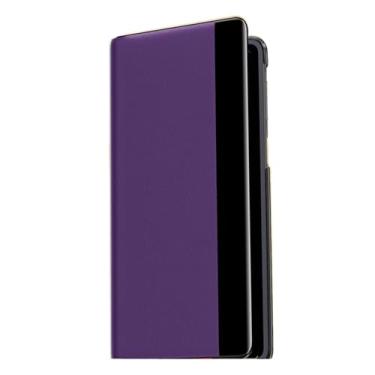 Imagem de LYJSMGZ Capa fina para Huawei Mate X7, Smart Window Camera Surround Protection Capa de couro anti-impressão digital, capa à prova de choque, roxo, Mate X7