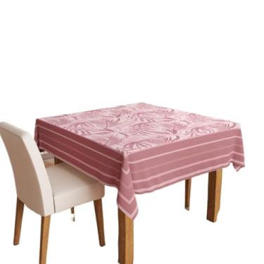 Imagem de Toalha de Mesa Quadrada 4 Lugares - Estampa Digital Rosa, 140x140cm, Tecido Poliéster de (02)
