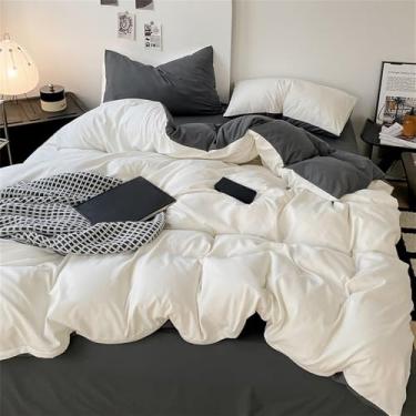 Imagem de Conjunto de cama bicolor para todas as estações, capa de edredom confortável em algodão macio e agradável à pele, 4, 1,5 m, conjunto de 4 peças A
