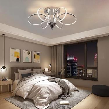 Imagem de Luminária de teto LED moderna em estilo nórdico para sala de estar, com regulagem contínua de intensidade luminosa (3000-6000K), ideal para quarto, sala de jantar e outros ambientes. Possui