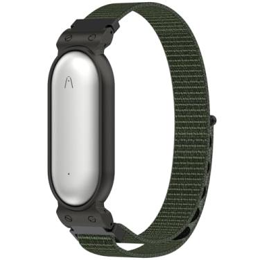 Imagem de Pulseira para Plaud NotePin (S) Ai, capa de metal e pulseira de nylon macio, pulseira protetora e ajustável, verde