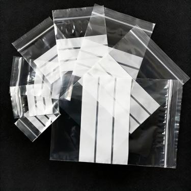 Imagem de YDJIANCAI 500 peças de sacos de armazenamento transparentes de 1,96 mm de espessura com área de etiqueta gravável - Sacos de plástico reutilizáveis com zíper para joias, botões, café, nozes