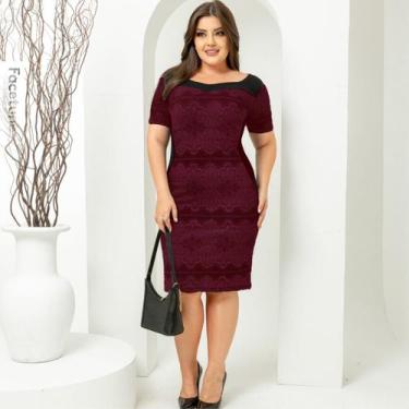 Imagem de Vestido Feminino Pluz Size Midi Tubinho Social Para Trabalho Festas Ig