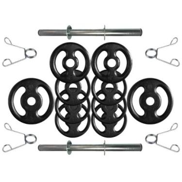 Imagem de Kit com Barras de Halteres e Anilhas de Ferro Fundido - 16 Kg - BOX IN