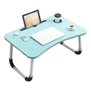 Imagem de Mesa Para Notebook Portátil Articulada Mdf Suporte Para Laptop Dobrável Home Office Cama Porta mesa de cama(Azul)