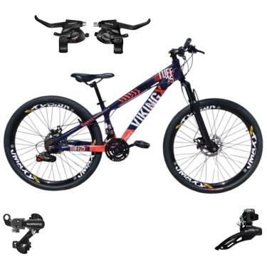 Imagem de Bicicleta 26 VikingX T25 21v Cambios Traseiro e Dianteiro e Trocador Shimano Pneu Aro 26 Balão Preto-Unissex