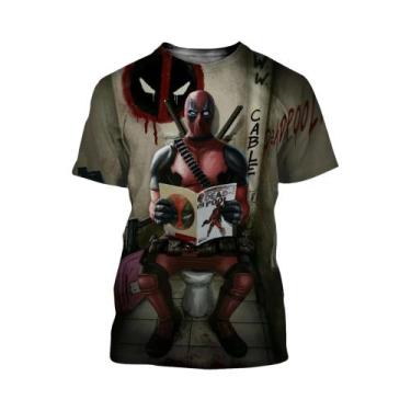 Imagem de Camiseta Masculina Oversized Marvel Deadpool Estampada Em 3D Moda Casu