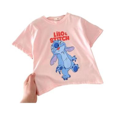 Imagem de Camiseta De Algodão Infantil Com Estampa De Desenho Animado, Manga Cur