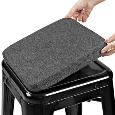Imagem de BUYUE Almofada Magnética Para Banco De Bar Em Tecido Trançado, 1 Peça, Assento Antiderrapante E Respirável Cadeira Pequena, Empilhável Metal Café, Bistrô (Quadrada, Cinza Escuro, 1)