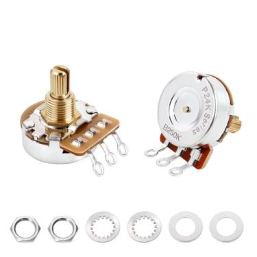 Imagem de Banworks Brass B250K Imperial 9,5 mm Rosca Potenciômetro de guitarra tamanho completo 24 estrias eixo curto dividido (comprimento 15,5 mm) Potenciômetro linear afunilado para Gibson Les Paul LP/SG