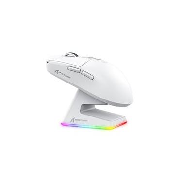 Imagem de Mouse Gamer sem Fio Attack Shark X6 Ultraleve com Base de Carregamento Magnético RGB, Tri-Mode, 26.000 DPI, Sensor Óptico PAW3395, 7 Botões Programáveis - Branco