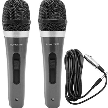 Imagem de Kit 2 Microfones Profissionais com Fio Conexão XLR para Karaokê e Apresentações