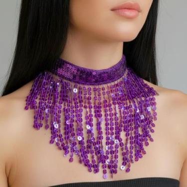 Imagem de Colar Gargantilha Franja Paetê Dança/ Carnaval - AB85 - Atelier Patric