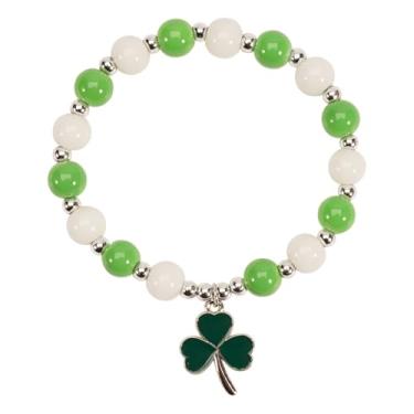 Imagem de Twinfree Pulseira com contas de trevo irlandês do Dia de São Patrício Lucky Kiss Me para mulheres e amigas, One Size, Miçangas, Sem Pedra Preciosa