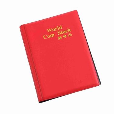 Imagem de Generic Álbum de Armazenamento de Moedas Mundial 120 Bolsos 10 Páginas Mini Porta-Moedas Livro Ideal para Colecionadores de Em Movimento PVC Azul/vermelho/preto/verde 4.3 * 6.1" (Vermelho)