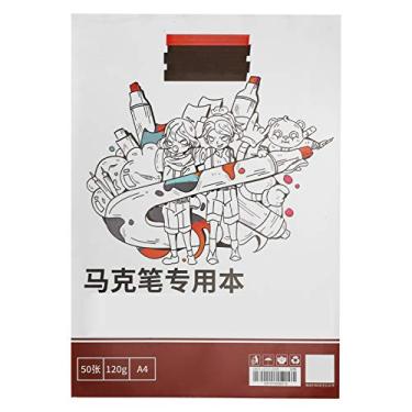 Imagem de Livro de papel de pintura premium brilhante branco superfície marcador caneta desenho esboço arte papel para estudantes artistas a4 a3 tamanho 50 folhas (Caderno marcador A4 (297 * 210mm))