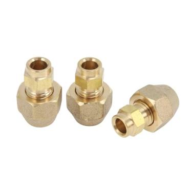 Imagem de A ABSOPRO 3 peças de encaixes de tubulação de latão para ar condicionado, conector rosqueado macho SAE de 1/10.2 cm com conectores de junta de extensão de tubo de latão de porca sextavada