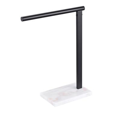 Imagem de KOKOSIRI Toalheiro de mão Suporte de toalha com base de mármore estável para bancada de banheiro, aço inoxidável preto fosco 48 cm de altura THS0006-BK