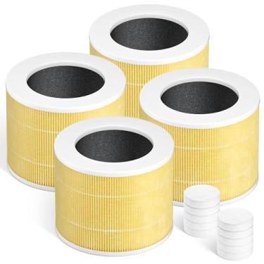 Imagem de Mini filtro de substituição Core compatível com purificador de ar LEVOIT Core mini-P, pré-3 em 1, HEPA verdadeiro H13, sistema de filtragem de carbono ativado, núcleo Mini-RF, 4 filtros e 10 esponjas