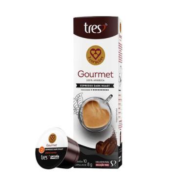Imagem de Cápsulas Café Espresso Gourmet Dark Roast 3 Corações 10 Unid. - Tres C