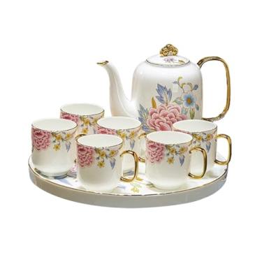 Imagem de Conjunto de 8 peças de cerâmica para servir bebidas, bule de chá chinês prático, combinação de bandeja de chá e xícara, conjunto completo de jarra de água para equipamentos de hospitalidade