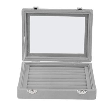 Imagem de Generic Estojo de Armazenamento de Joias, Suporte de Exibição Estiloso para Pulseira de Brinco, Ideal para Mãe, irmã, Namorada, 7 Espaços de Veludo Acrílico (Cinza)