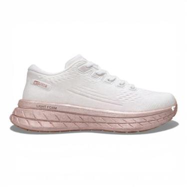 Imagem de Tênis Casual Actvitta 484170028446 Feminino, 36, Branco rosa, Cinza cl